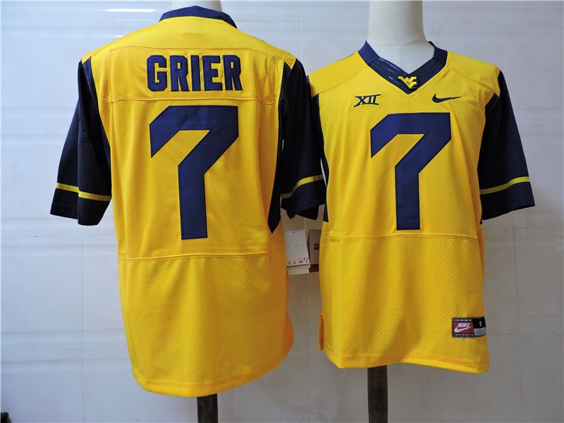 Men West Virginia Mountaineers #7 Grier Yellow Elite Nike 2025 NCAA Jersey